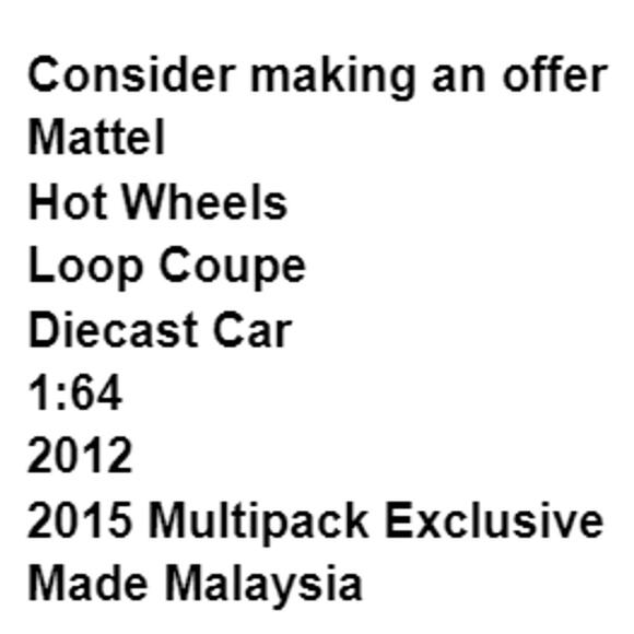 Mattel Hot Wheels Loop Coupe Diecast Car Multipack Exclusive 2012 Red - Picture 2 of 10